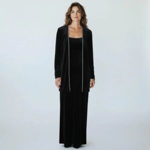 Alex Evenings Black Velvet Dress with Jacket